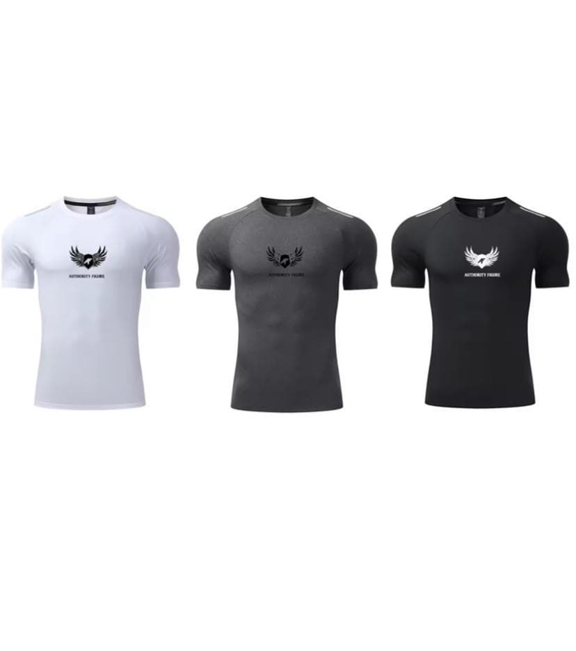 Authority Compression Tee in Bone, Graphite, and Onyx